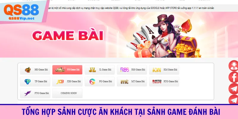 Tổng hợp sảnh cược ăn khách tại sảnh game đánh bài